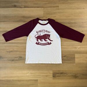 Streetlight Manifesto Angry Panther Red And White Raglan Baseball Shirt Size L